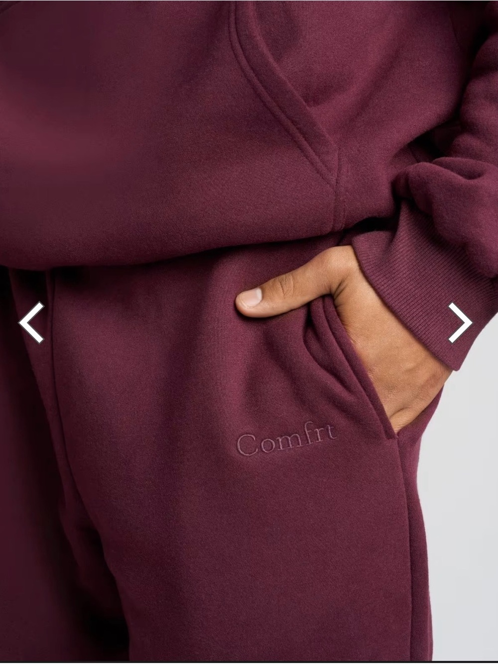 Women's Oversized Maroon Hoodie with Kangaroo Pocket - Picture 4 of 6